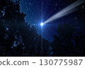 Christmas Star, birth of Jesus Christ over the trees 130775987