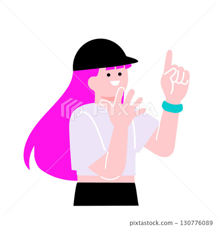 A pop and colorful illustration of a young person pointing A pop and colorful illustration of a young person pointing 130776089