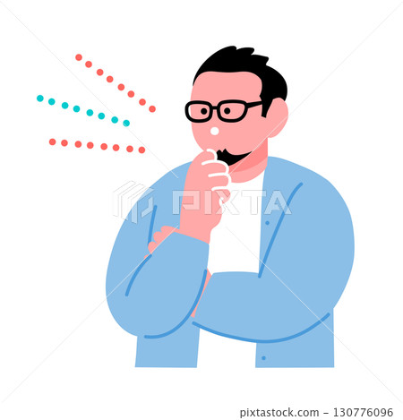 A pop and colorful illustration of a young person with an expression of understanding 130776096