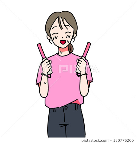 Smiling idol fan (pink T-shirt) 130776200