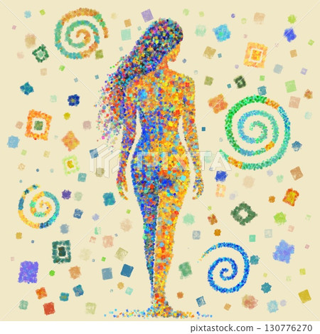 女人背部的方形藝術 130776270