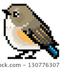 Pixel art Animal illustration Female Blue-and-white flycatcher 130776307