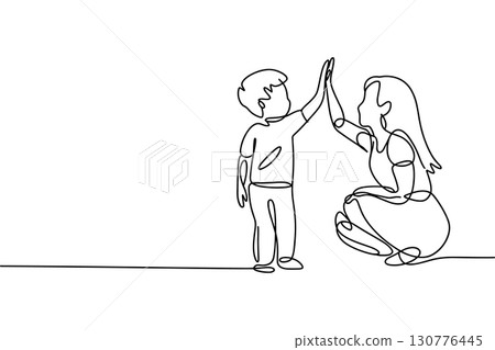 Adult and child giving a high five parent 130776445