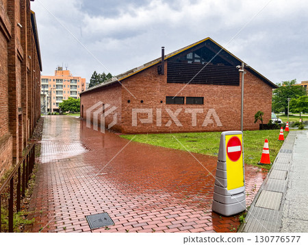 Hirosaki Brick Warehouse Museum, back view, Hirosaki City, Aomori Prefecture, rainy weather Hirosaki Brick Warehouse Museum, back view, Hirosaki City, Aomori Prefecture, rainy weather 130776577
