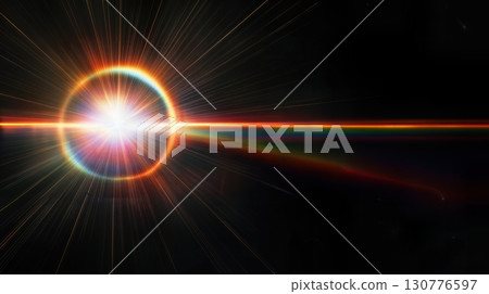 Rainbow colored ring spreading flare effect overlay texture 130776597