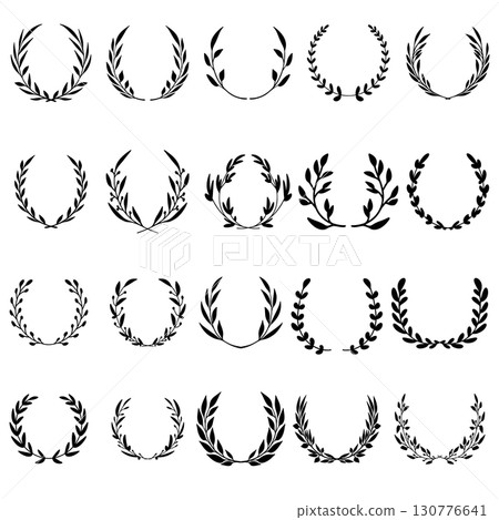 Set of hand drawn floral wreathes. Design element for decoration. Vector illustration Set of hand drawn floral wreathes. Design element for decoration. Vector illustration 130776641