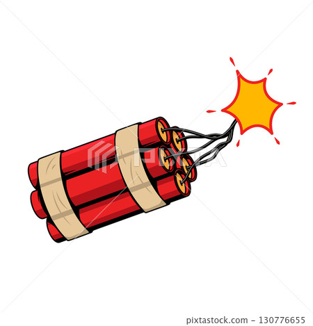Dynamite bomb. Dynamite stick. Retro pop art style. Cartoon comic vector illustration 130776655
