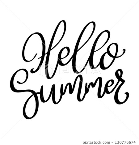 Hello summer. Lettering phrase isolated on white background. Vector illustration 130776674