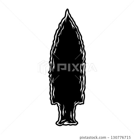 Illustration of stone arrowhead. Design element for poster, card, banner, logo, emblem. Vector illustration Illustration of stone arrowhead. Design element for poster, card, banner, logo, emblem. Vector illustration 130776715