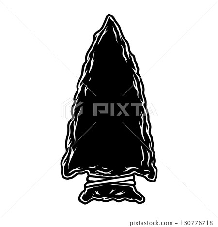 Illustration of stone arrowhead. Design element for poster, card, banner, logo, emblem. Vector illustration Illustration of stone arrowhead. Design element for poster, card, banner, logo, emblem. Vector illustration 130776718