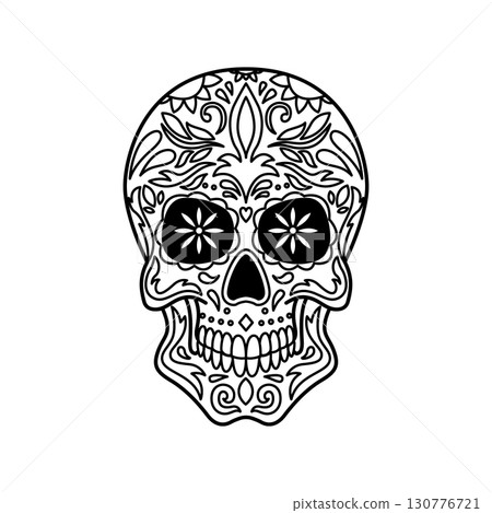 Sugar skulls illustration. Dead day. Dia de los muertos. Design elements for poster, card, flyer, banner. Vector illustration Sugar skulls illustration. Dead day. Dia de los muertos. Design elements for poster, card, flyer, banner. Vector illustration 130776721