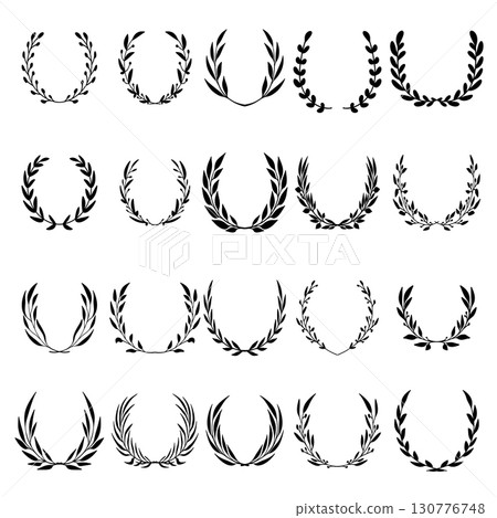 Set of hand drawn floral wreathes. Design element for decoration. Vector illustration Set of hand drawn floral wreathes. Design element for decoration. Vector illustration 130776748