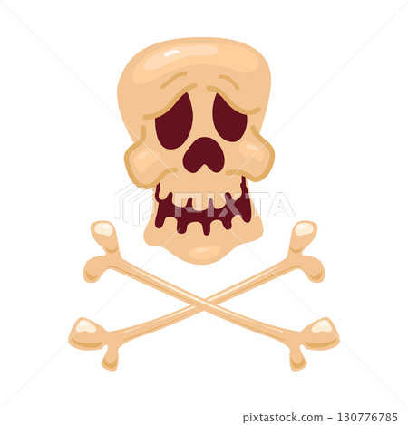 Illustration of cartoon style skull. Vector design element 130776785