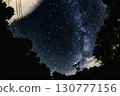 Milky Way over the forest 130777156