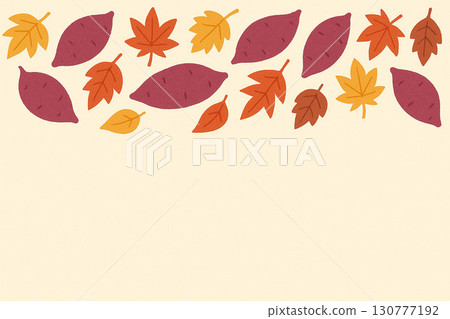 地瓜系列：落葉和地瓜頂部背景 130777192