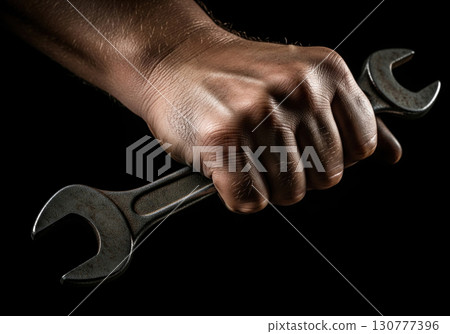 Worker's hand holding a wrench a powerful concept of manual labor and industry Worker's hand holding a wrench a powerful concept of manual labor and industry 130777396