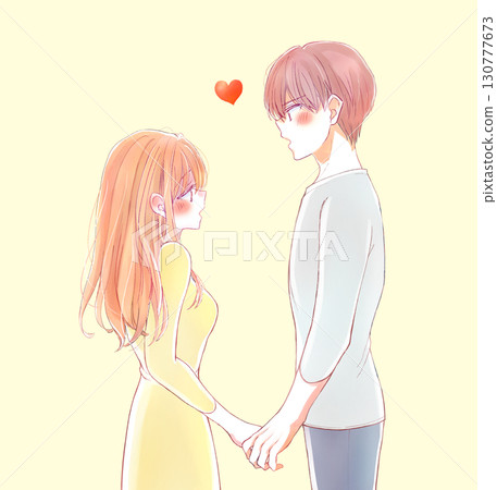 男女面對面，愛情，手牽手 130777673