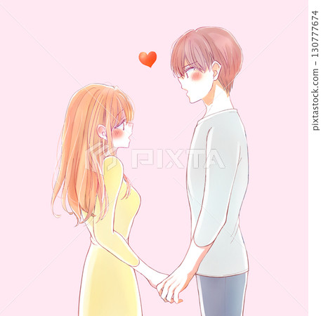 男女面對面，愛情，手牽手 130777674