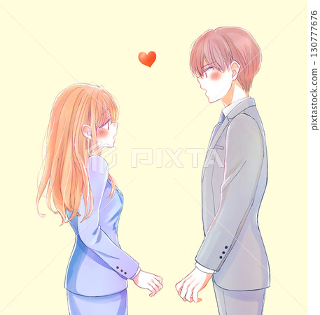 面對面的男性和女性商人 130777676