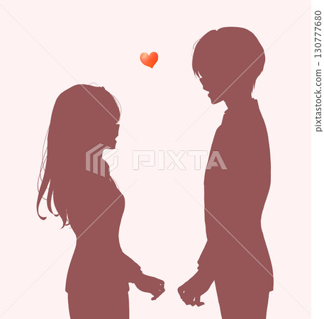 Male and female business people facing each other - silhouette 130777680