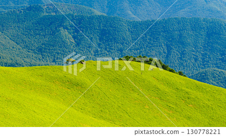 Nagano Japan Mountain Highland Landscape, Vibrant Green Hills 130778221