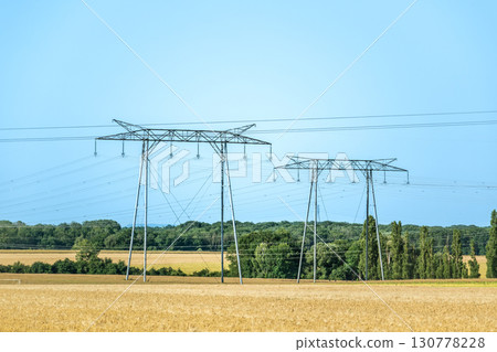 Electricity pylon and nature, real life photo Electricity pylon and nature, real life photo 130778228