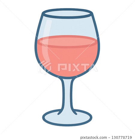 流行可愛的一杯玫瑰酒平面插畫素材 130778719