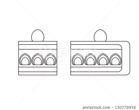 Set of strawberry shortcake line drawing icon illustrations Set of strawberry shortcake line drawing icon illustrations 130778958