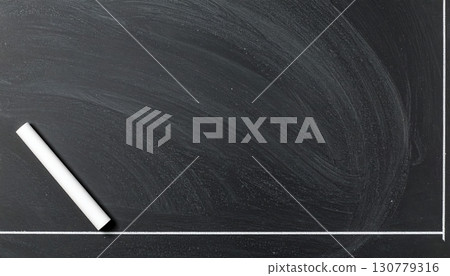 Close-up of a Chalkboard with Chalk and Empty Space for Writing or Teaching Demonstrations in a Classroom or Educational Environment Close-up of a Chalkboard with Chalk and Empty Space for Writing or Teaching Demonstrations in a Classroom or Educational Environment 130779316