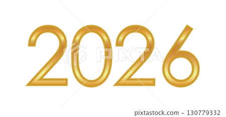 2026 Gold 3d Number for Happy New Year  Elegant Numbers indicating the Date of the New Year. Banner for greeting Card 130779332