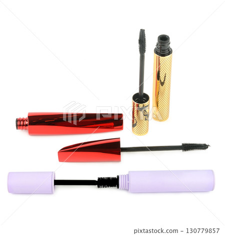Assortment of Colorful Mascara Wands and Tubes Assortment of Colorful Mascara Wands and Tubes 130779857