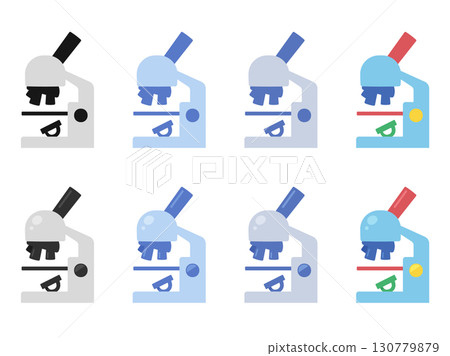 Cute microscope illustration material set 130779879