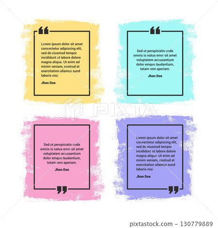 Vibrant grunge testimonial background. Watercolor quote frame set. 130779889