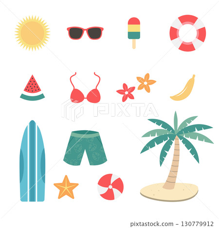 Summer icon vector illustration design element set 130779912