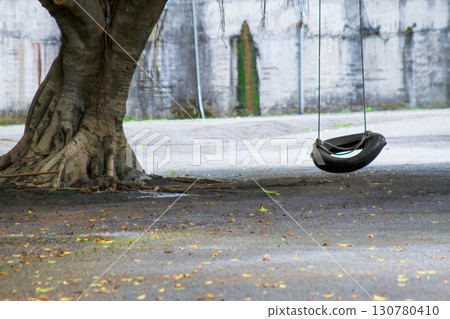 Tire Swing on Tree at Xian Guang Military Kindred Village Cultural Park. Tire Swing on Tree at Xian Guang Military Kindred Village Cultural Park. 130780410