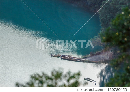 Tranquil Boats at Tan Yao Emerald Reservoir New Taipei city. 130780453