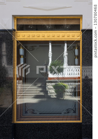 Reflection in a window, Karlovy Vary, Czechia 130780468