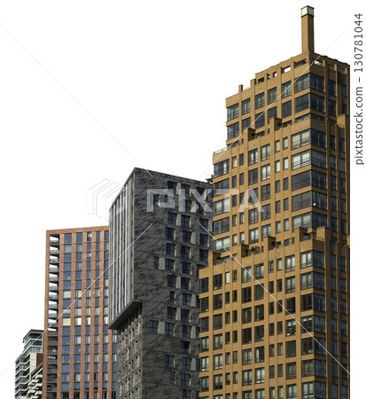 Modern skyscrapers on white background Modern skyscrapers on white background 130781044