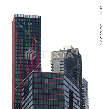 Modern skyscrapers on white background Modern skyscrapers on white background 130781045