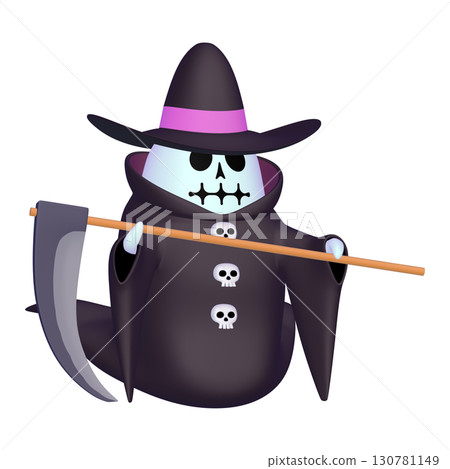 Halloween illustration material: Grim Reaper with a scythe (1_1) 130781149