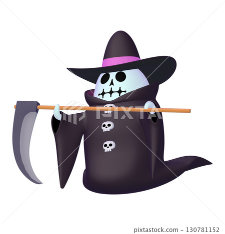 Halloween illustration material: Grim Reaper with a scythe (1_4) 130781152
