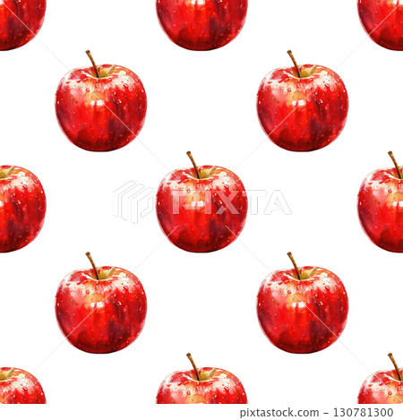 Orchard seamless pattern featuring watercolor red apples with rustic charm. Perfect for harvest blogs and healthy projects 130781300