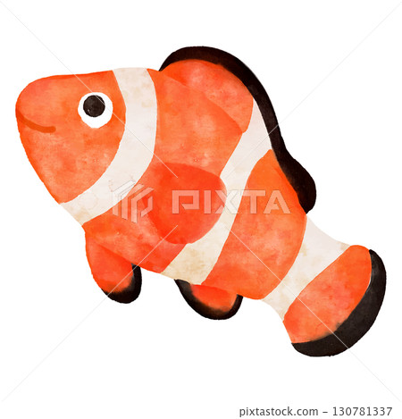 簡單可愛的小丑魚插畫水彩 簡單可愛的小丑魚插畫水彩 130781337