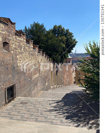 Stairs leading to Prague Castle 130781341
