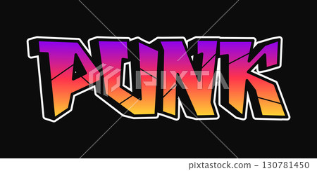 Punk graffiti art with vibrant colors on black background Punk graffiti art with vibrant colors on black background 130781450