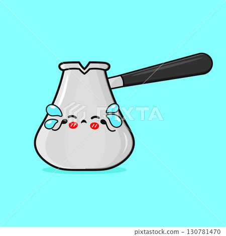Cute cartoon coffee pot with kawaii face Cute cartoon coffee pot with kawaii face 130781470