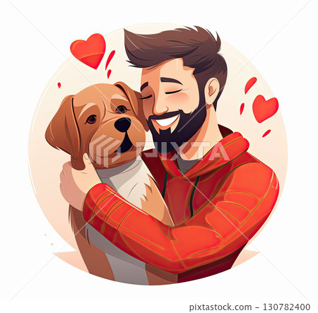 boy petting a dog. role of pets in healing and recovery, by providing comfort and companionship. 130782400