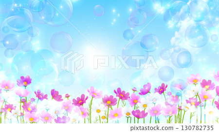 Blue sky, white clouds and cosmos 130782735