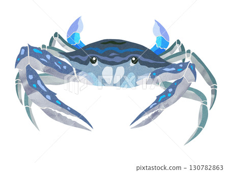 Cool paper cutout and collage illustration of blue crab 130782863