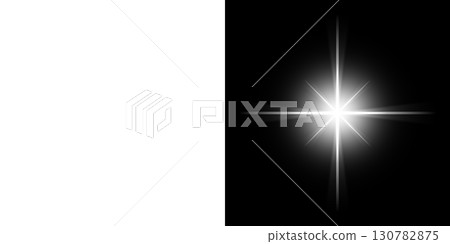 A design with white star-shaped light shining on a transparent background (left half) and a black background (right half). A design with white star-shaped light shining on a transparent background (left half) and a black background (right half). 130782875